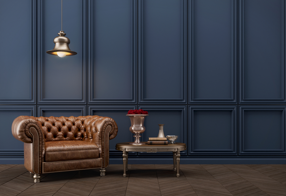 Classic style interior armchair lamp blue